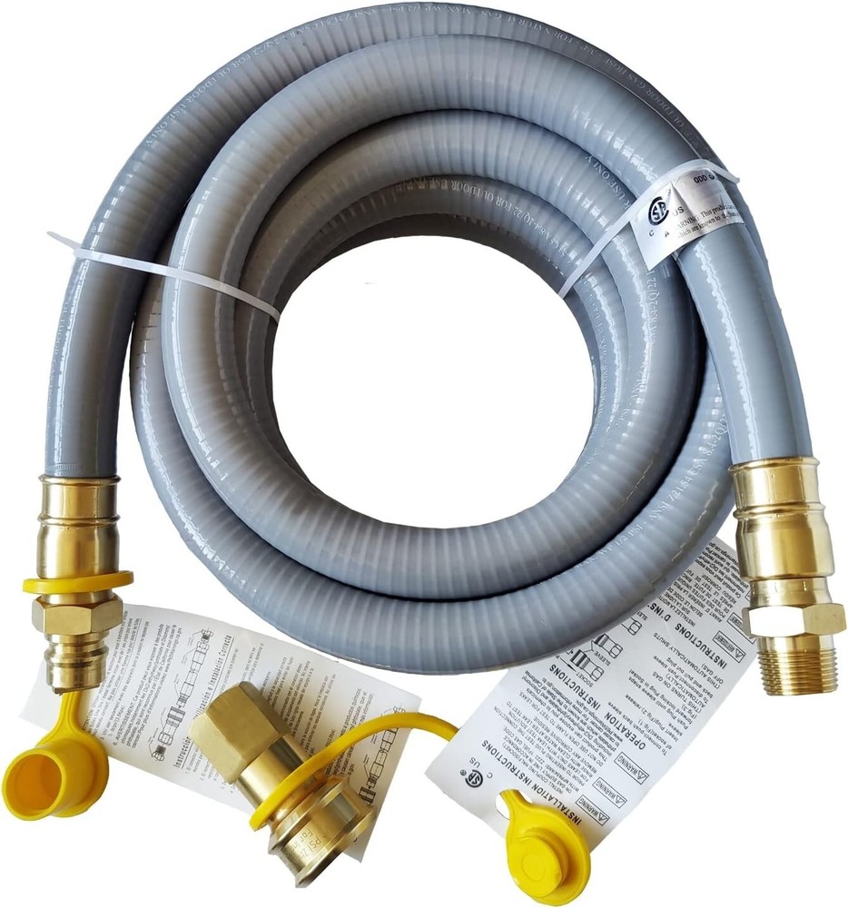15FT Heavy-Duty Natural Gas Hose Kit with Brass Fittings for Indoor Outdoor Use
