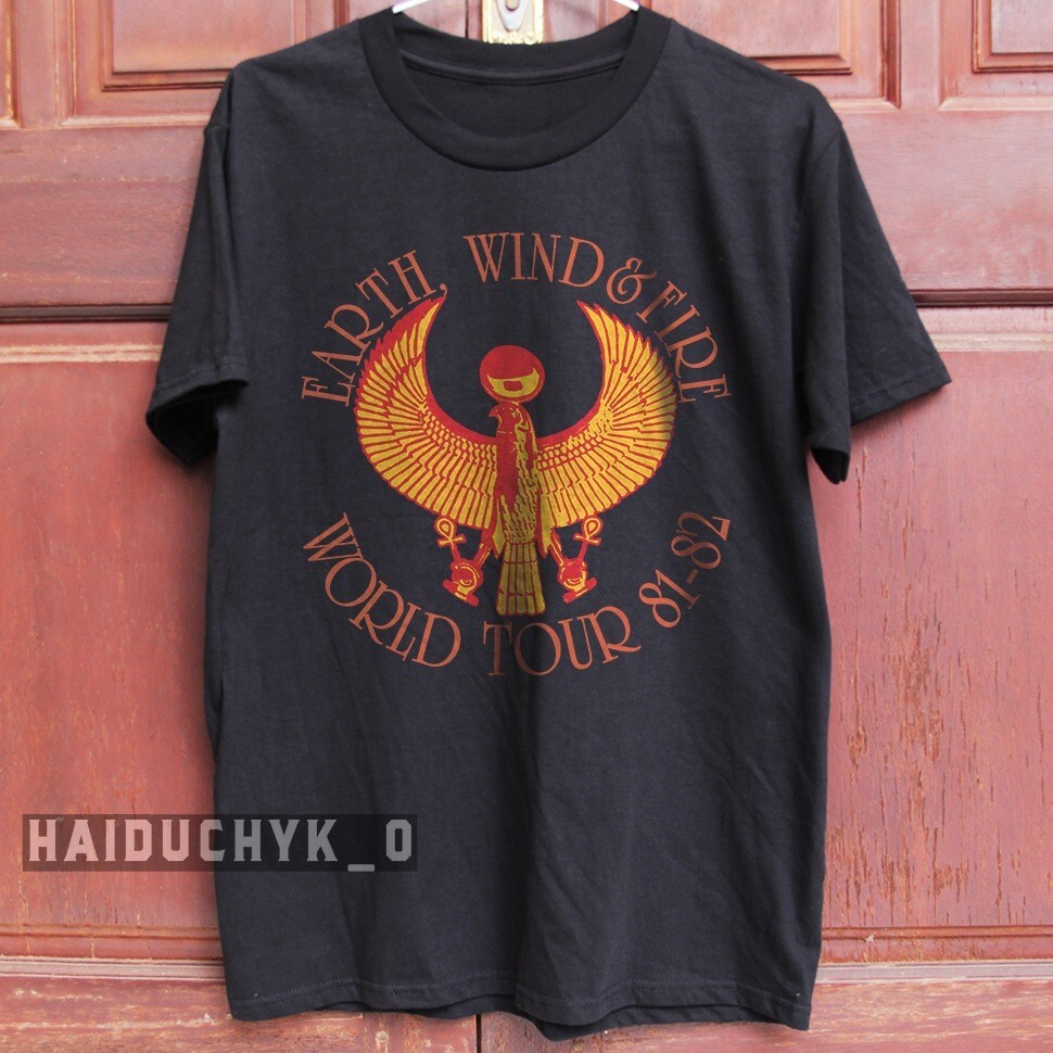 EARTH WIND and FIRE 81-82 Retro Black Unisex Tee with Free Shipping