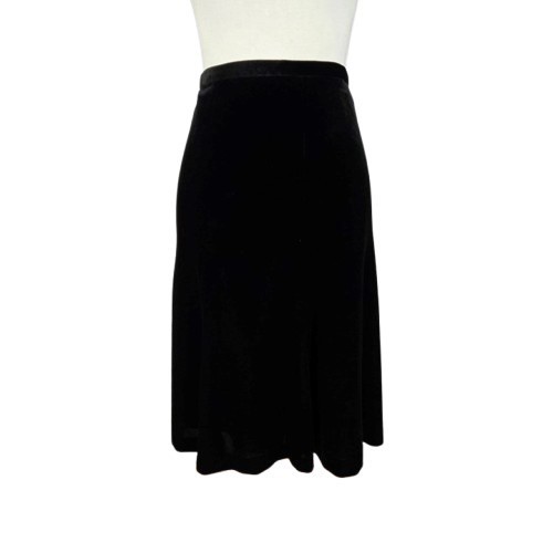Preston & York Black Crushed Velvet A-Line Midi Skirt Size 14