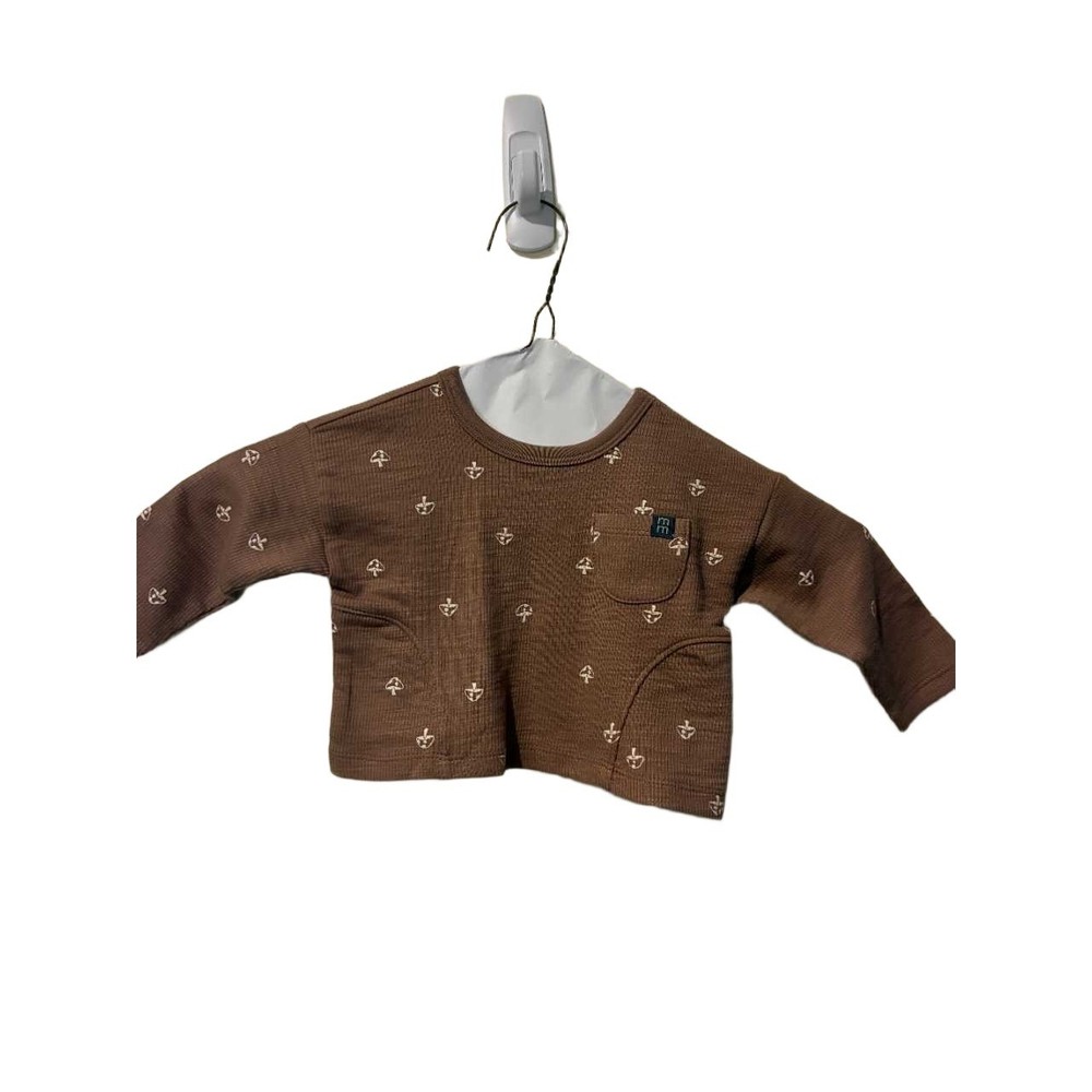 Modern Moments by Gerber Brown Mushroom Print Organic Cotton Top 0-3M Ribbed