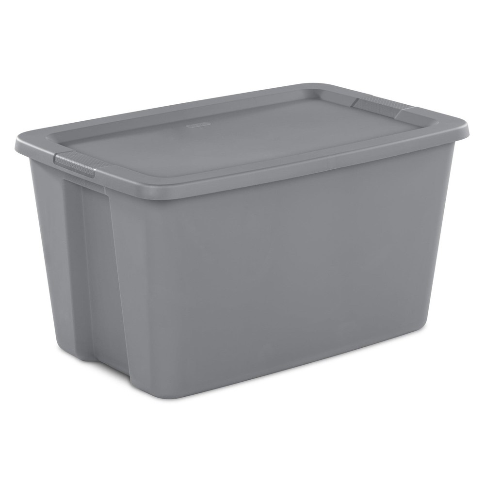30 Gallon Extra Large Storage Bin with Secure Snap-On Lid in Gray  