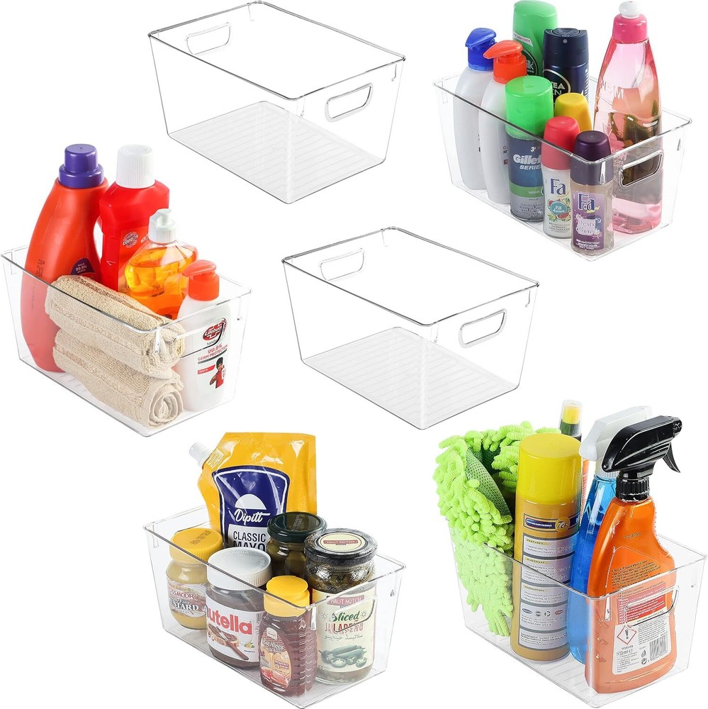 Utopia Kitchen Clear Organizer Bins - 6 Pack Pantry Medium (Pack of 6),