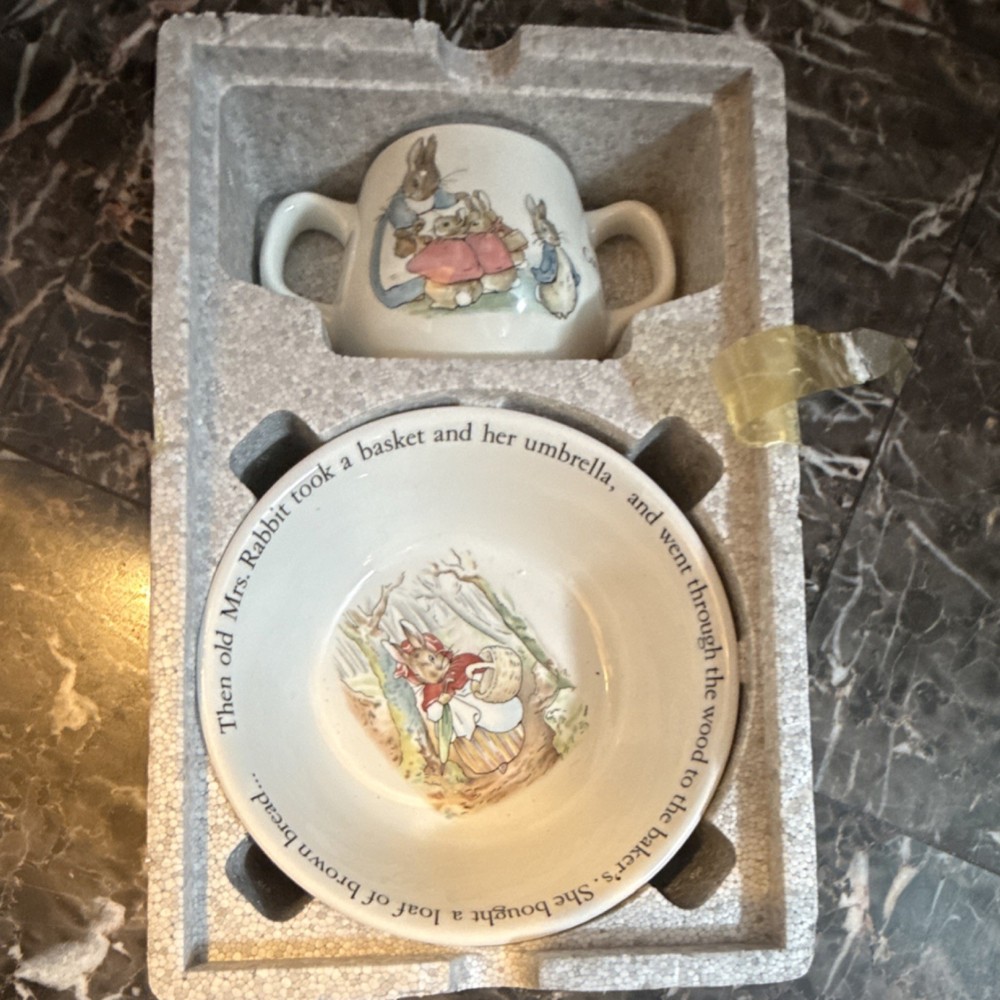 Wedgwood Peter Rabbit Ceramic Plate and Cup Set, Made in England, Two-Piece