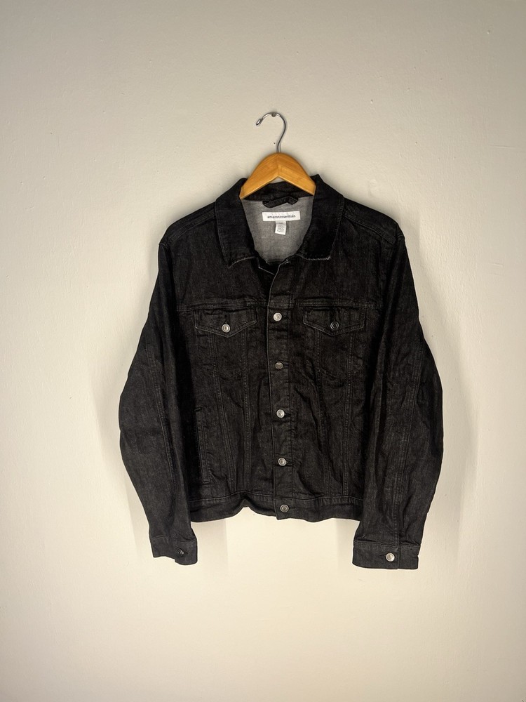 Amazon Essentials Black Denim Jacket XL – Y2K Style Streetwear Outerwear