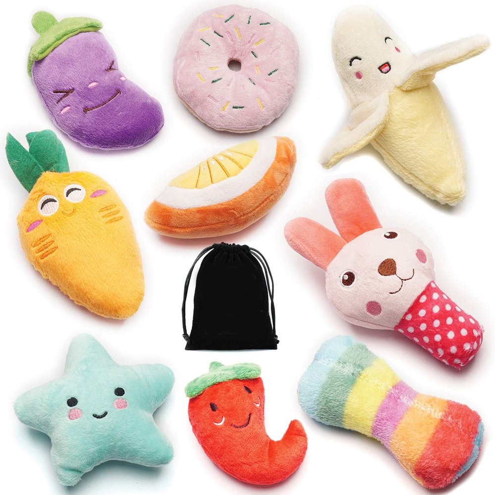 9 Pack Small Dogs Puppy Squeaky Dog Toys,Cute Variety Colors Designs to Bite Any