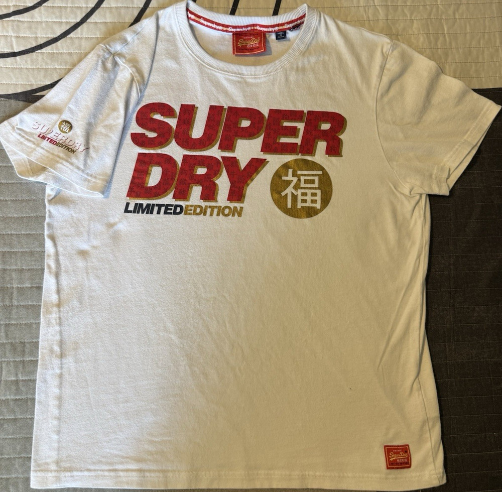 Superdry XXL White Cotton Crew Neck Tee Limited Ed