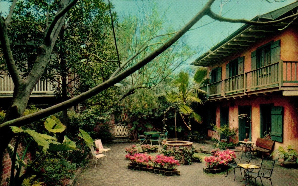 Postcard patio of Maison de Ville, hotel, New Orleans, Louisiana