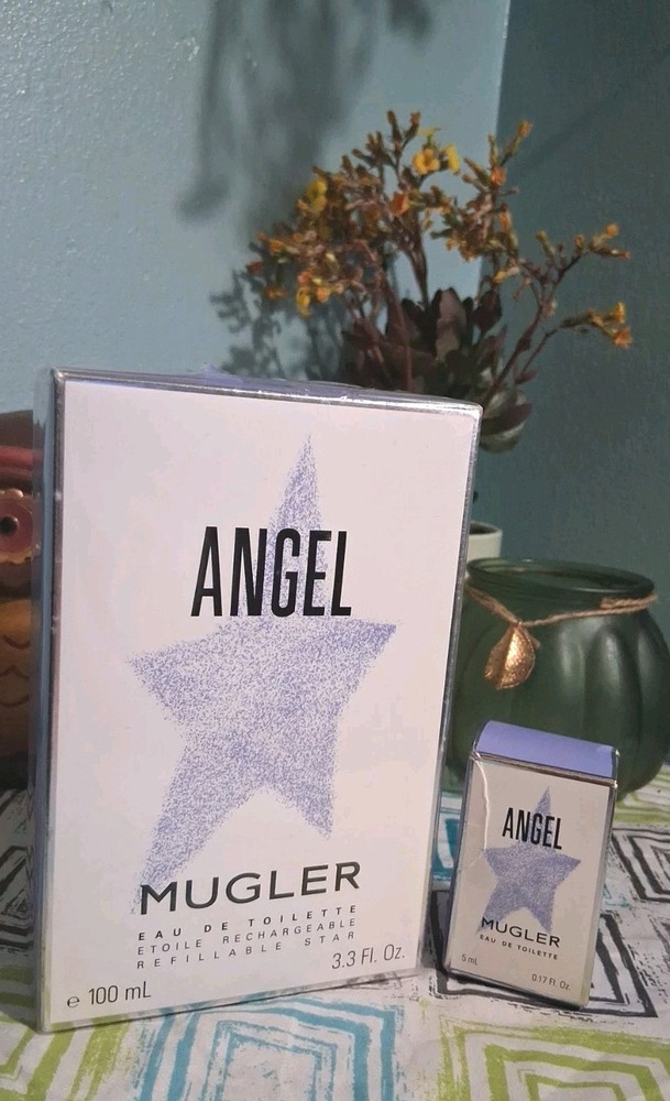 NIB SEALED Angel Thierry Mugler EDT Spray 3.3 Fl oz & Mini Travel Sz .17 Fl Oz