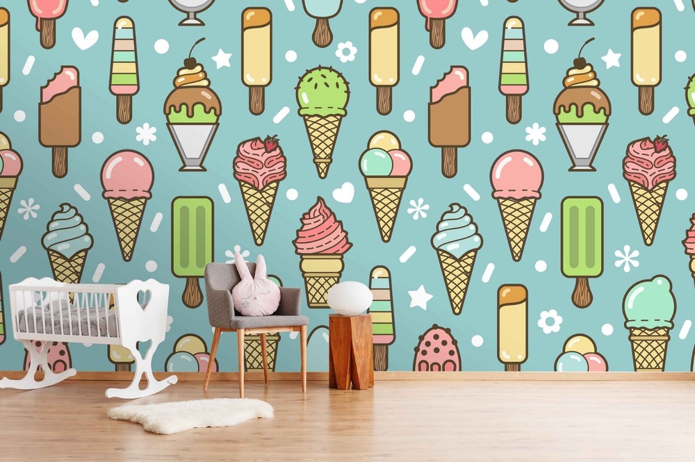 3D Ice Cream Pattern Wall Murals Wallpaper Murals Wall Sticker