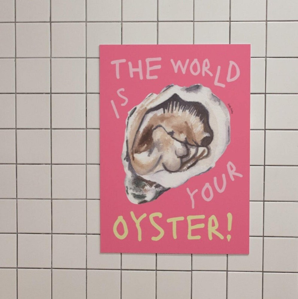 Oyster Wall Print Affirmation Poster Cute Kitchen Wall Art Pastel Pink Poster