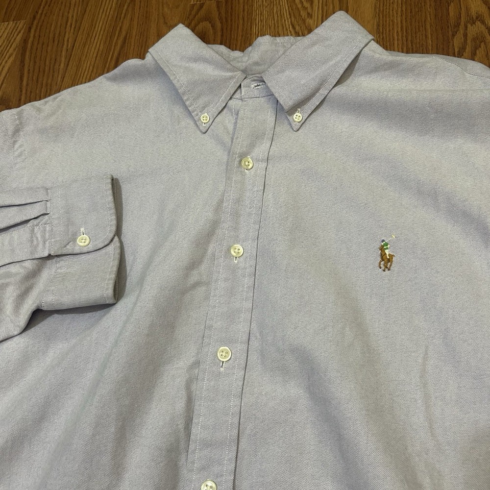 Ralph Lauren Purple Chambray Flesh Pony Button Down Dress Shirt Men's Size 2XL