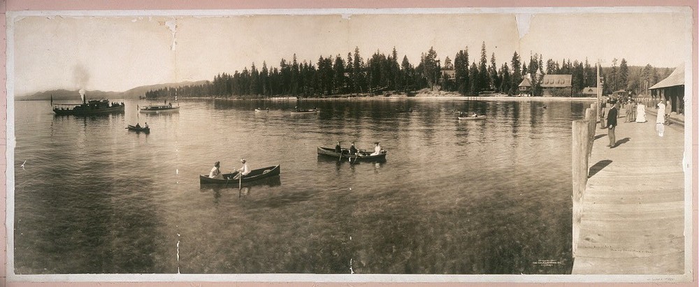Photo:1908 Panoramic: Lake Tahoe,California,showing boardwalk & train