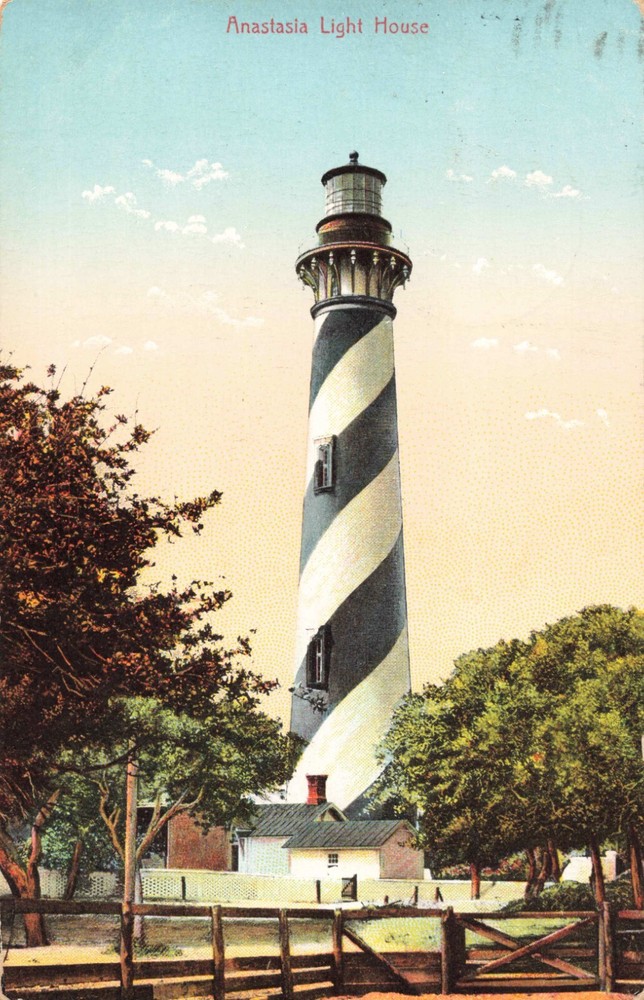 Anastasia Light House Anastasia Island St. Augustine Florida FL 1909 Postcard