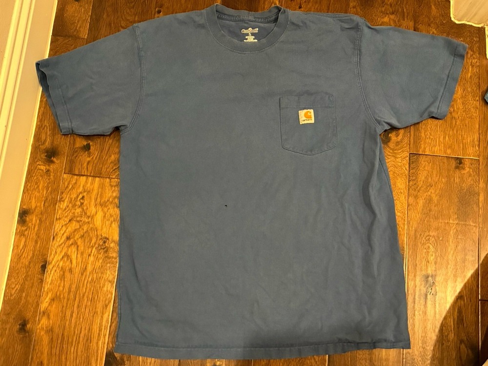 Carhartt Pocket T Shirt Navy Men’s Large Tall Workwear 100% Cotton