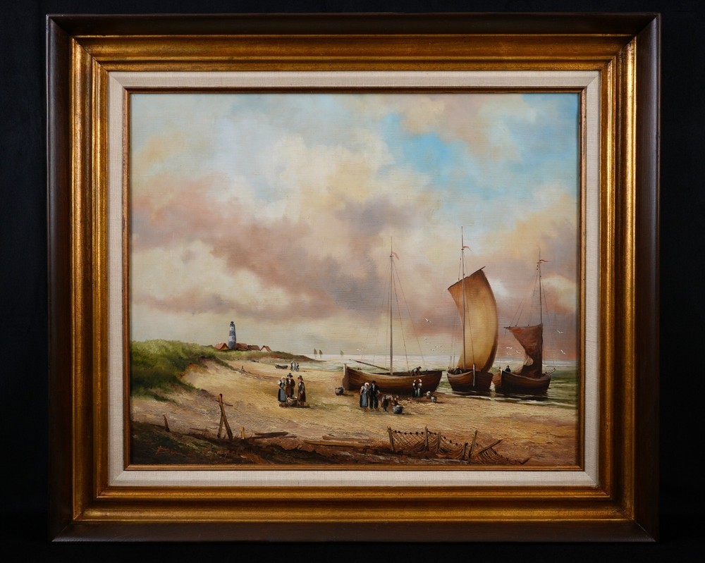 Vintage Framed Dutch Oil on Canvas 
