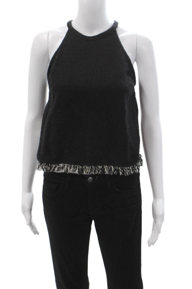 Zara Trafaluc Women Cropped High Neck Tank Black Button Size SFree Shipping in US $100+ Orders | $6.95 Orders Below