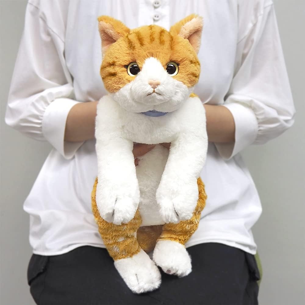Sun Lemon Lap-Sized Sleeping Cat Plush Toy Doll M Size 47 cm Brown White Japan