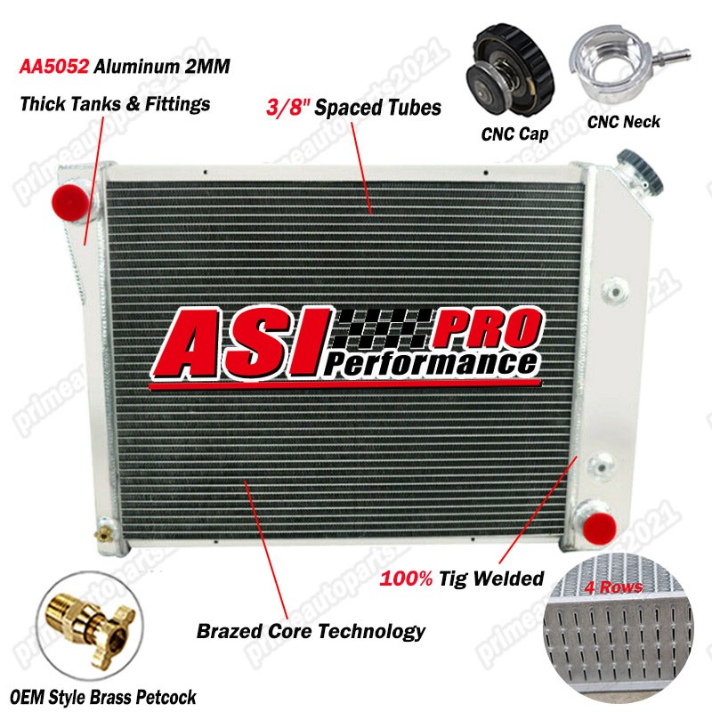 4Rows Radiator For Chevy 1968-1974 Nova Bel Air Impala & 1975-1987 GMC Caballero