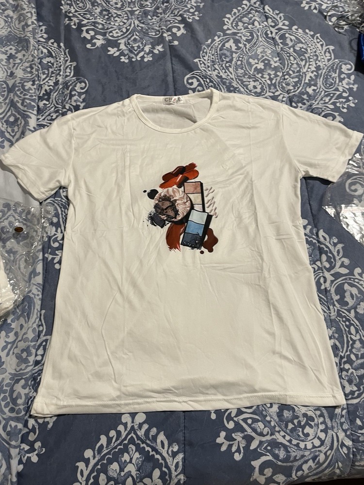 CHASE White Cotton Men's T-Shirt Crew Neck Short Sleeve Abstract Graphic Print-image
