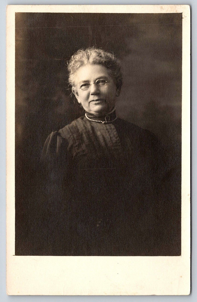 Vintage Photo Postcard Old Antique Picture Image Woman Lady Black Dress RPPC