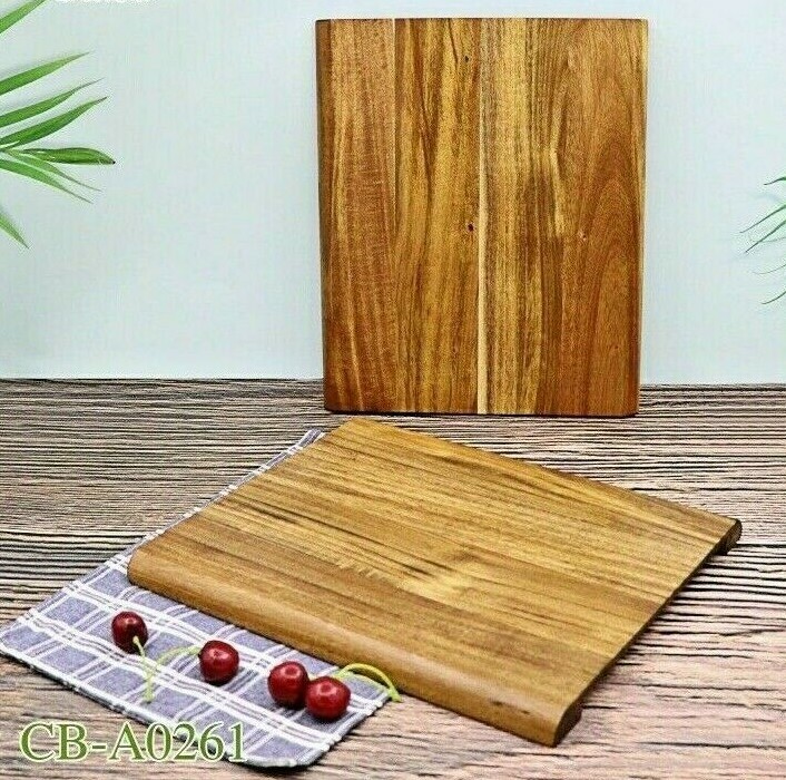 Acacia Wood Rectangular Cutting Board Chopping Butcher Block Serving Tray Plate-image
