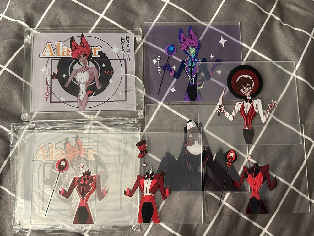 Hazbin Hotel Alastor Fanmade Acrylic Dress-Up Standee and 6 Inserts