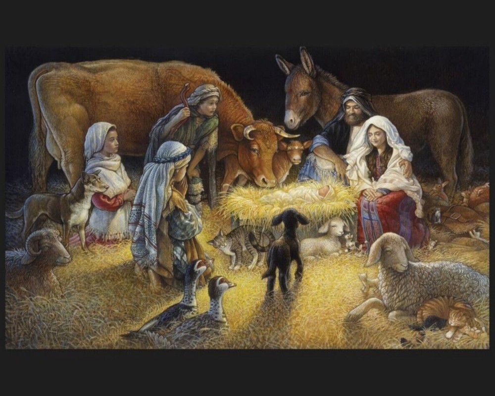 Christmas Nativity O Night Divine Quilt Top Wall Hanging Panel Fabric