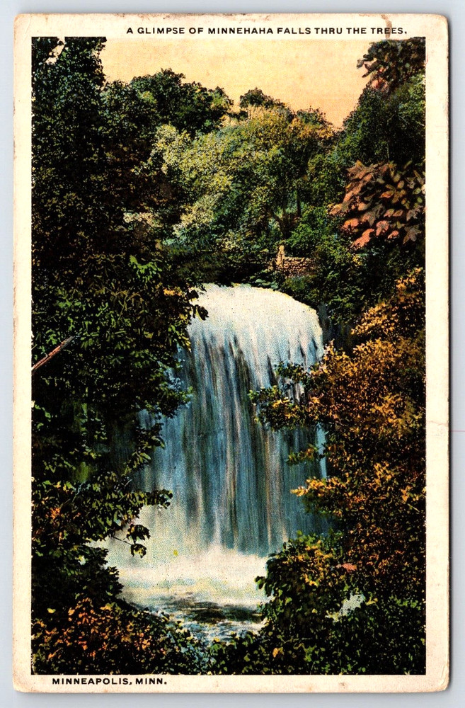 Vintage Postcard Old Antique Minnehaha Falls Water Minneapolis Minnesota USA