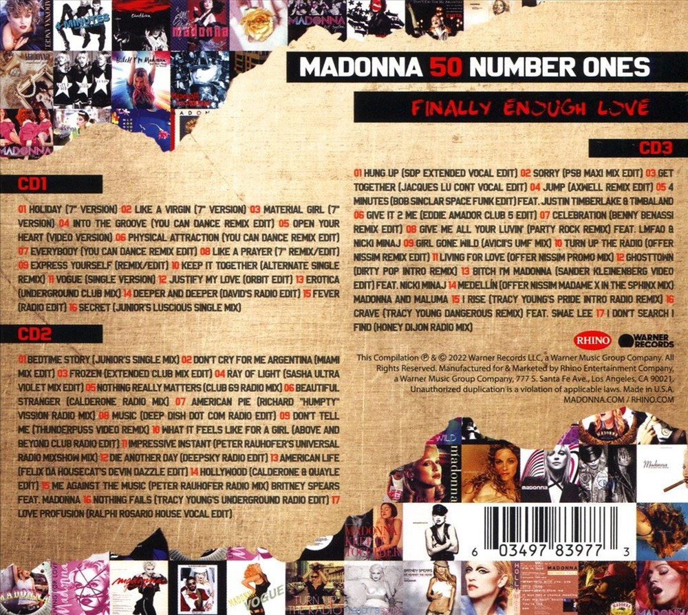 Madonna Finally Enough Love: 50 Number Ones New Cd