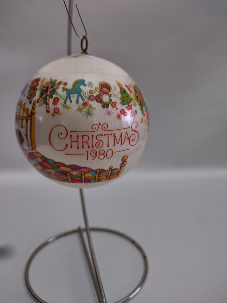 Vintage 1980 Hallmark Keepsake Granddaughter Christmas Satin Ball Ornament