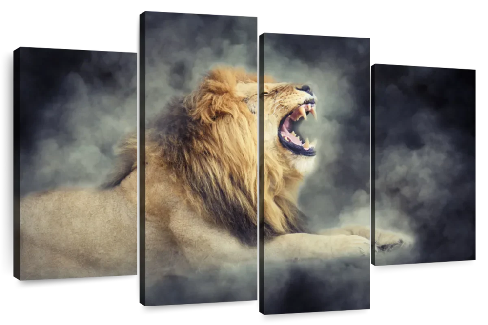 Misty Wild Lion Wall Art