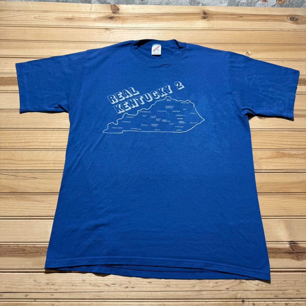 Vintage 80s Real Kentucky 2 Map Single Stitch T-Shirt USA Made Men's - Size XL