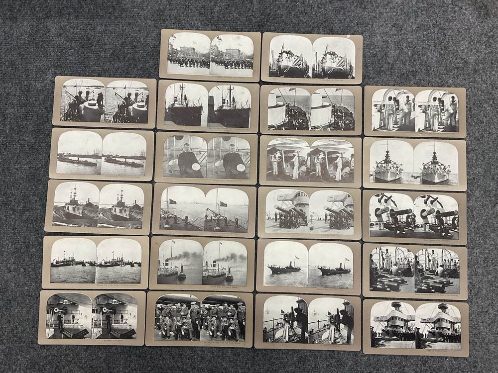 Lot of 22 ca1900 USS Kentucky USS Ohio U.S. Navy Battleship Stereoview Cards