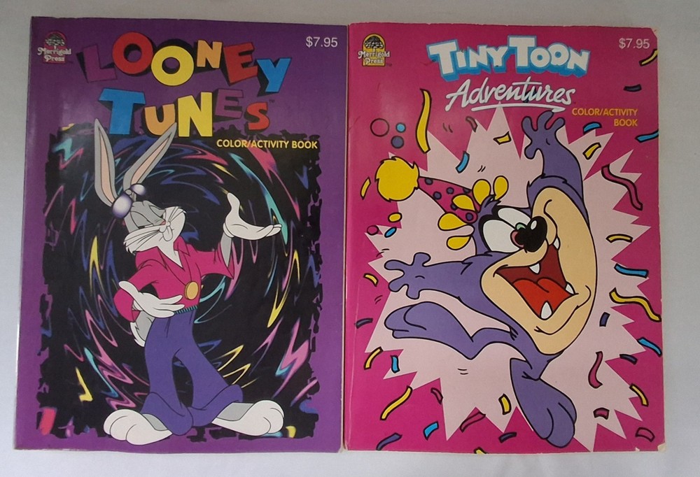 Vintage Looney Tunes & Tiny Toon Adventures Coloring Activity Book Lot 90s