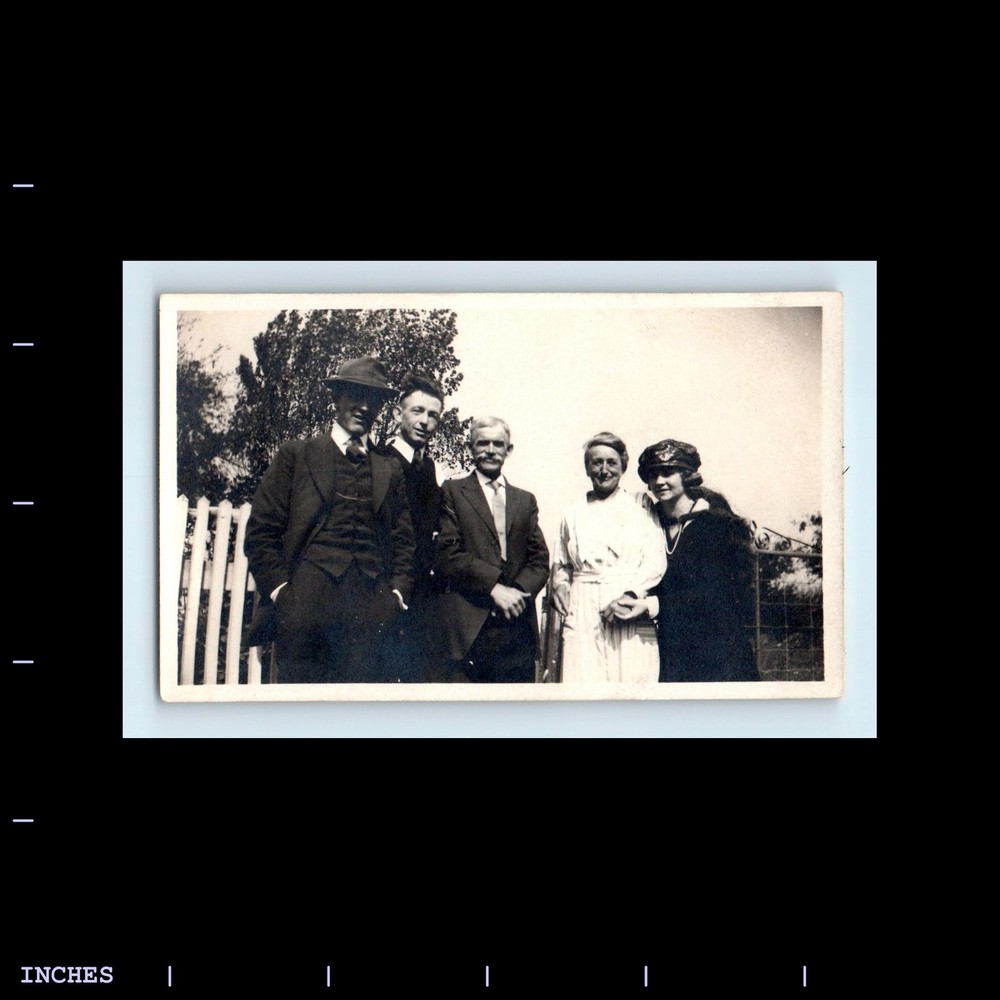 Old Vintage Photo MEN WOMEN STANDING OUTSIDE IN YARD
