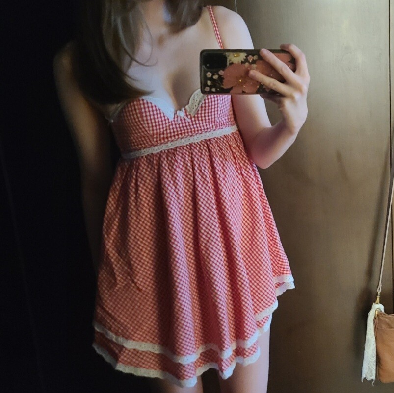 $118 Kitteny Lelette Babydoll Red Gingham Dress Size XS