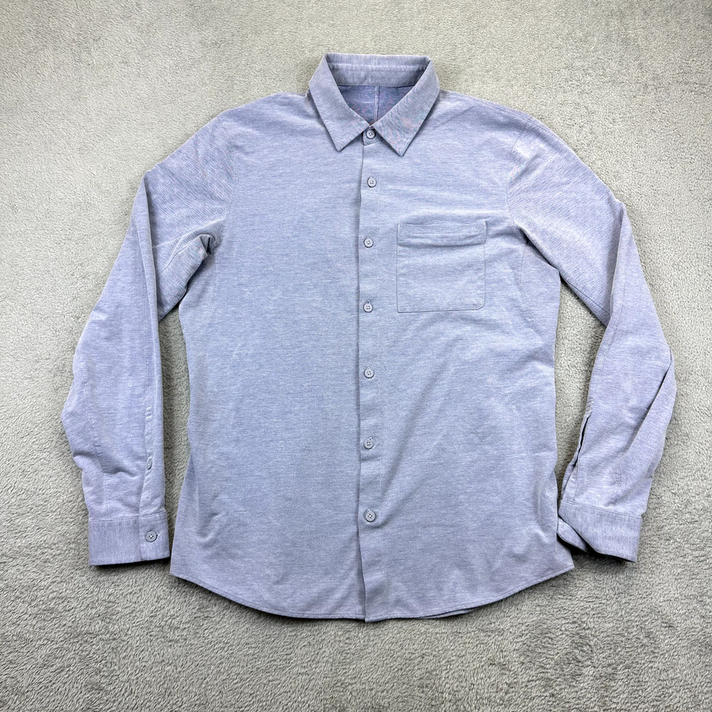 Lululemon Mens M Commission Long Sleeve Slim Fit Shirt Button Up Blue