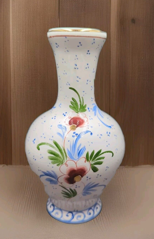 Vintage Roger Colas Clamecy Faience Pottery Floral Vase Made in France #252
