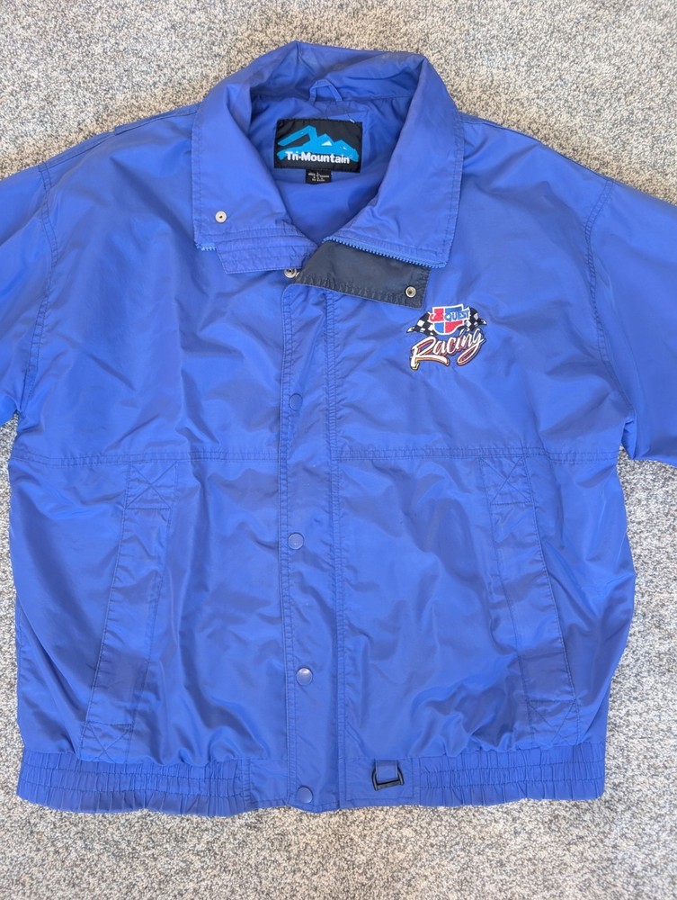 Vintage 90s CarQuest Racing Tri-Mountain NASCAR Blue Size Large Jacket RARE Y2K