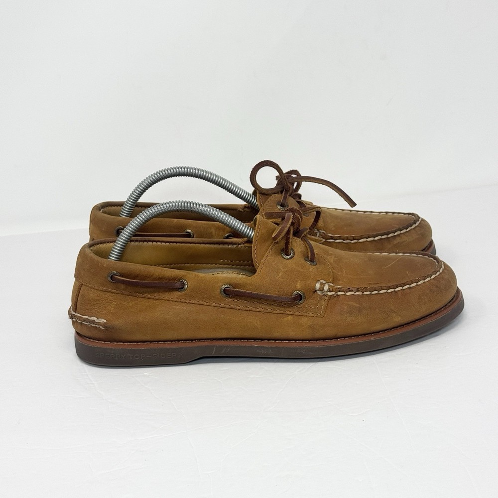 SPERRY Mens Gold Cup Authentic Original 2-Eye Boat Shoe Size 10 Brown Leather