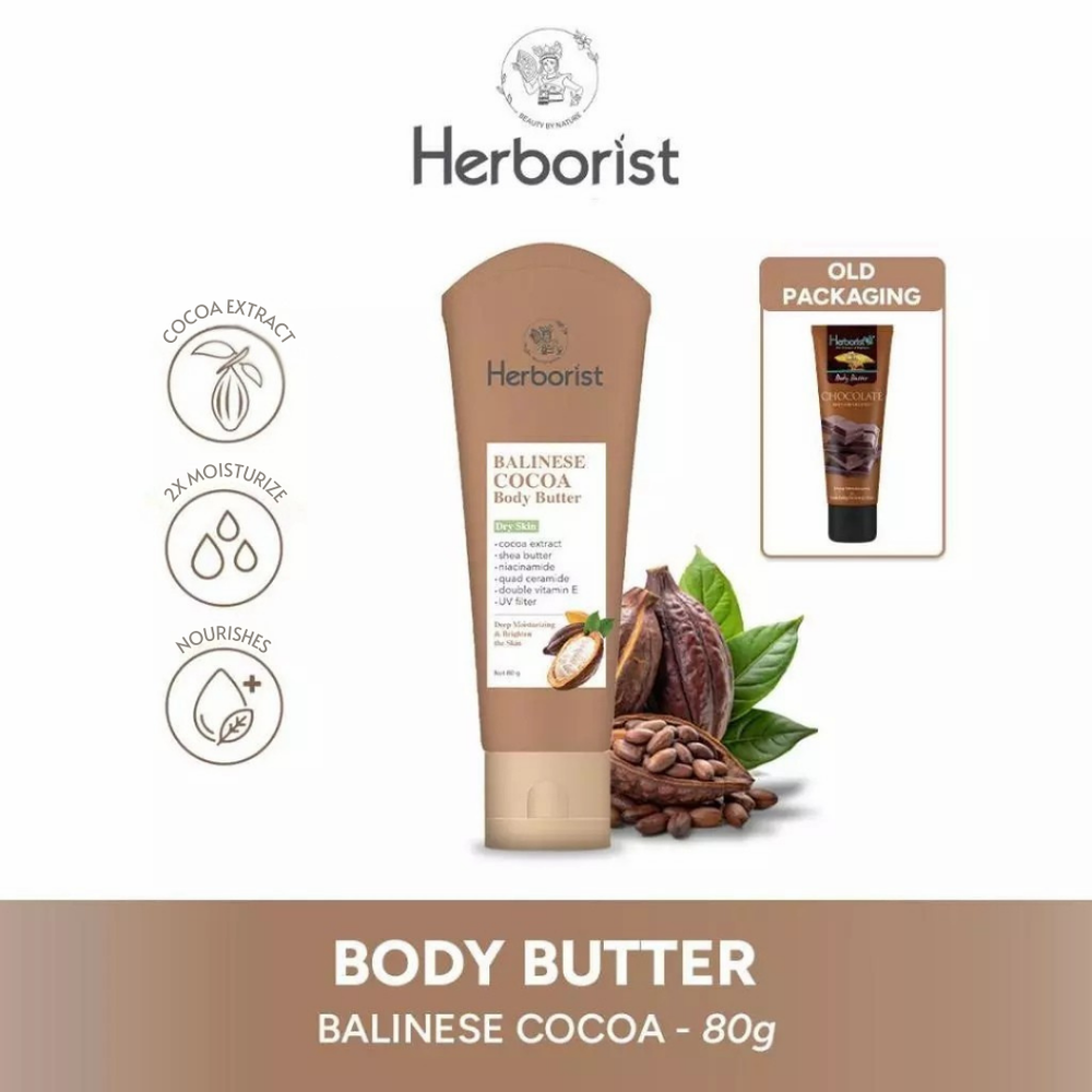 Herborist Cocoa Shea Body Butter 80g Deep Moisturizing Balinese Chocolate Cream