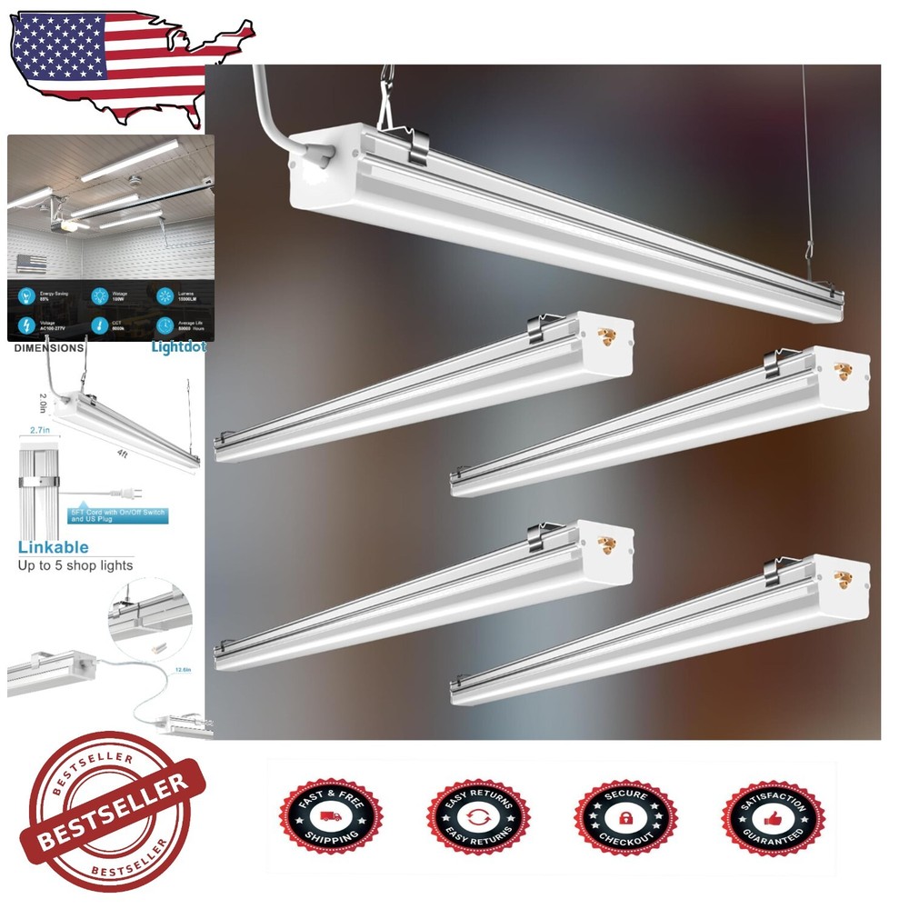 15000LM Garage Light Upgrade - 4FT LED Shop Lights with On/Off Switch (4 Pack)