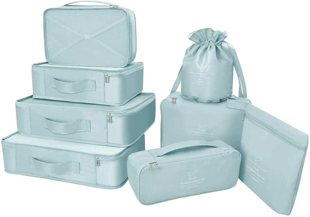 Packing Cubes 8 Sets Travel Luggage Organizers Include Waterproof Shoe Storage B