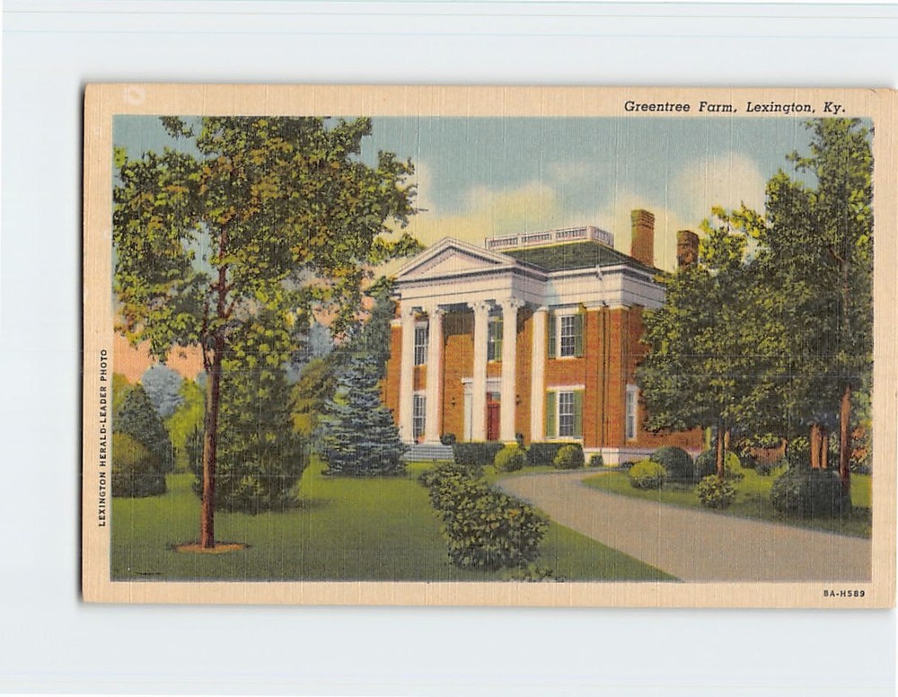 Postcard Greentree Farm Lexington Kentucky USA