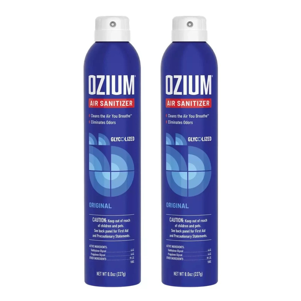 Ozium Air Sanitizer Spray Eliminates Smoke and Odors 8oz 2-Pack