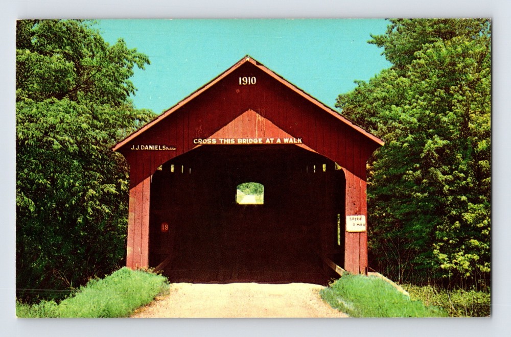 Postcard Indiana Roseville IN Covered Bridge Coxville 1970s Unposted Chrome