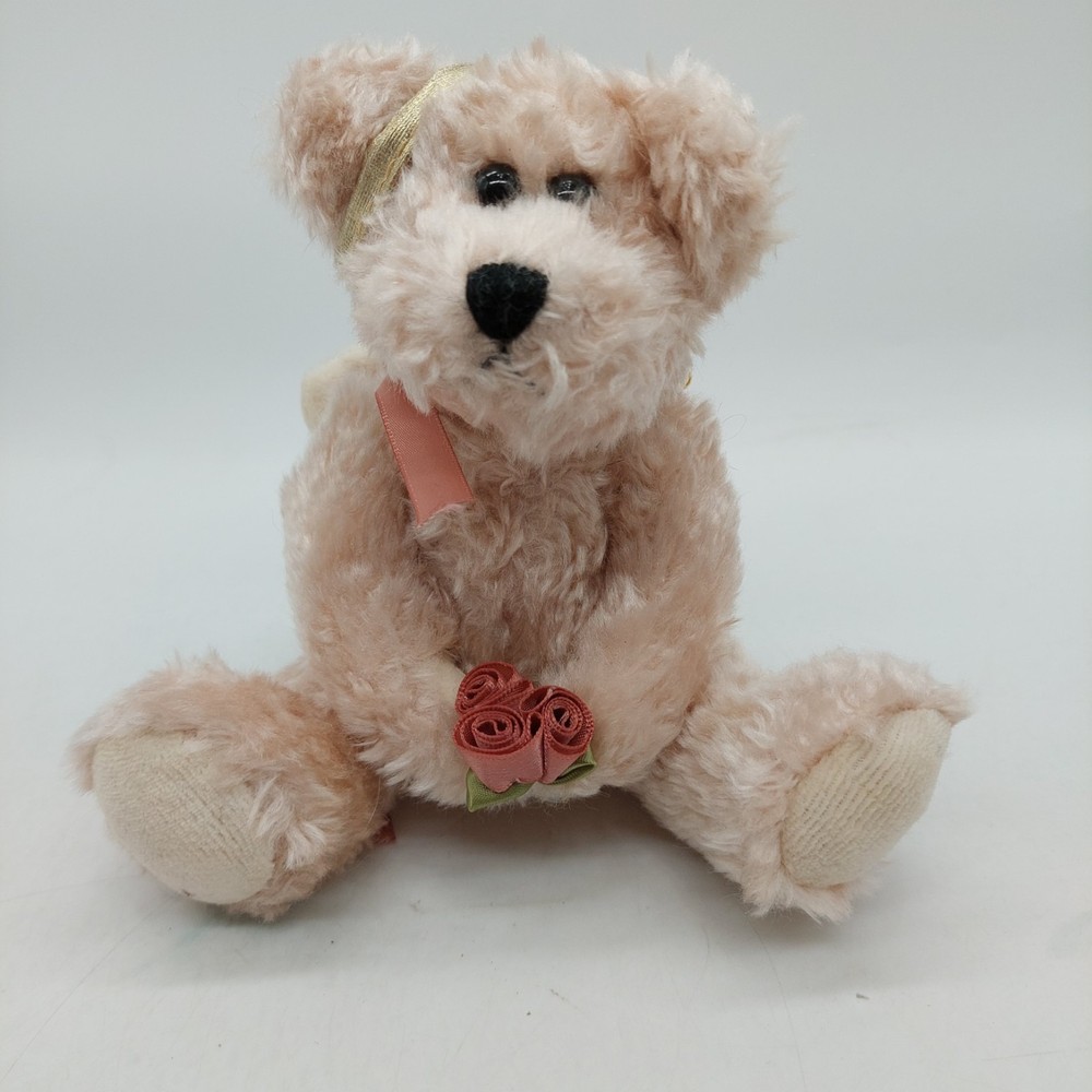 JB Bean Boyds Bears Dipper Bear Angel Wings Pink Roses Ornament 1998 plush