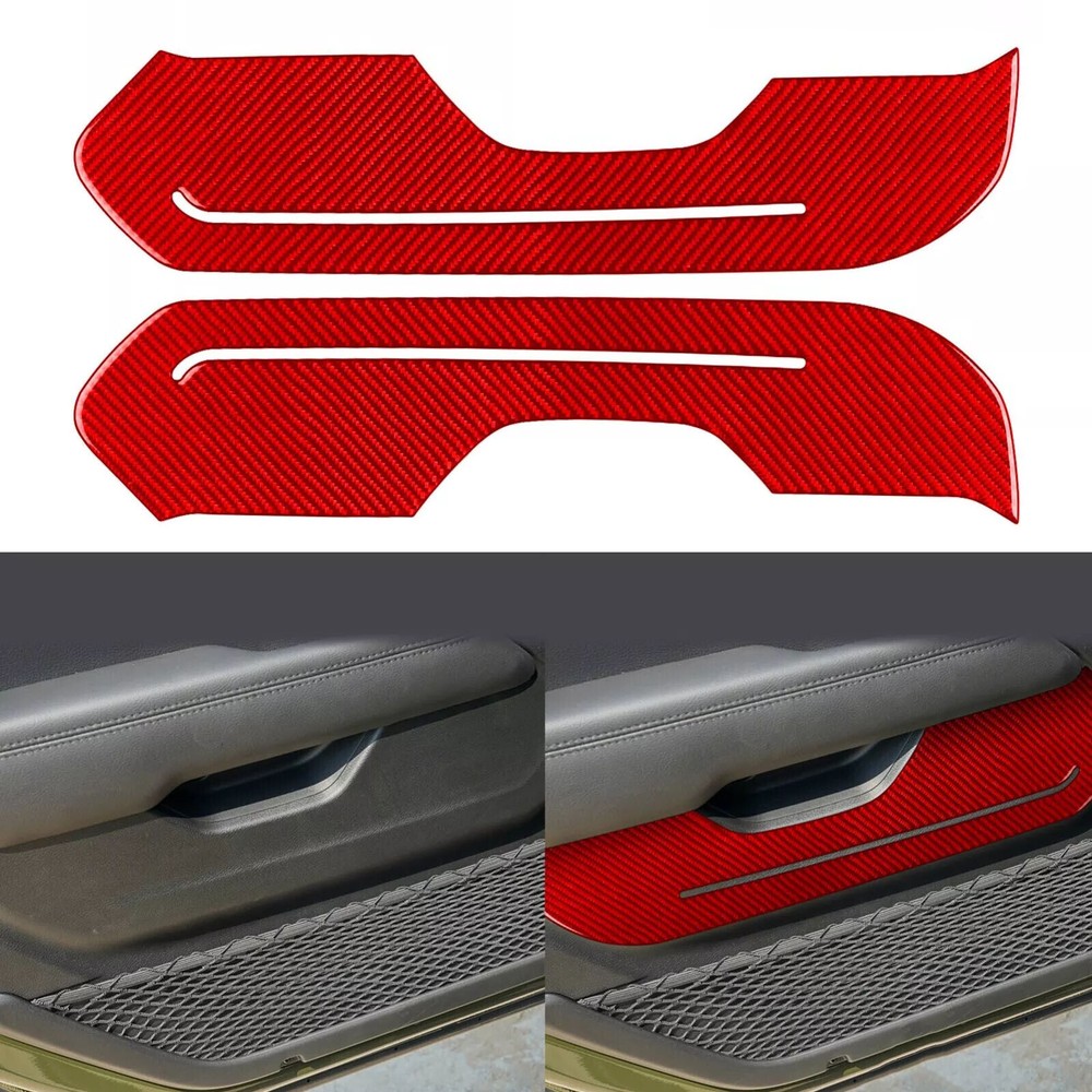 Red Carbon Fiber Front Door Panel Cover For Jeep Wrangler JL Gladiator JT 18-24