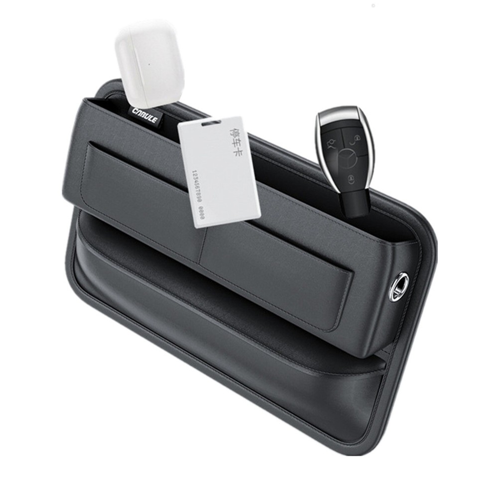 Car Storage Bag Organizer Seat Gap Filler Black PU Leather Interior Accessories