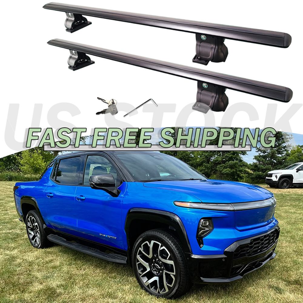 2PC Lockable Crossbar Fit for Chevy Silverado EV 2024 2025 Bare Roof Bar Carrier